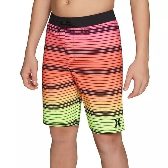 Hurley Boys' Shorts 4 Multi Color Striped Swim Board Shorts Trucks Size 4 - Picture 1 of 10